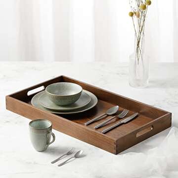 Elegant KINGCRAFT XL Black Walnut Wooden Tray for Serving