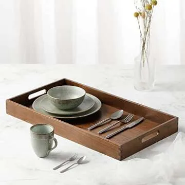 Elegant KINGCRAFT XL Black Walnut Wooden Tray for Serving