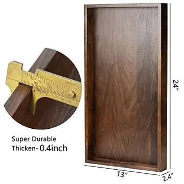 Elegant KINGCRAFT XL Black Walnut Wooden Tray for Serving