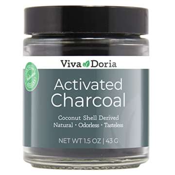 Viva Doria Virgin Activated Charcoal Powder - Coconut Shell 1.5 Oz Glass Jar