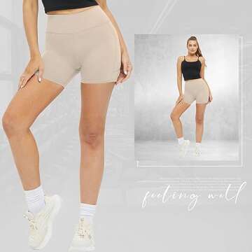 High Waisted Womens Biker Yoga Shorts with Pockets