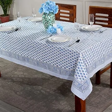 CPC Cotton Tablecloth Apatite Blue 60x90 Inch for Weddings