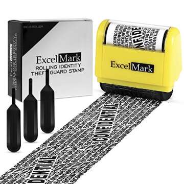 ExcelMark Rolling Identity Theft Guard Stamp (ID Theft Stamp with Refill Ink)