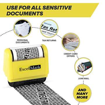 ExcelMark Rolling Identity Theft Guard Stamp (ID Theft Stamp with Refill Ink)
