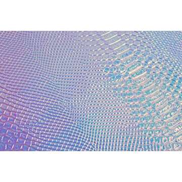 Wento 3 Yards Light Blue Snake Skin Holographic Fabric Vinyl Leather,Holographic Snake Skin Fabric,Stiff Material Holographic Leather.Wide 54''x 108''Length