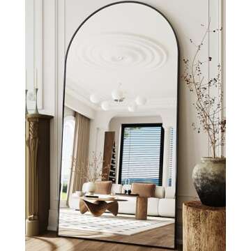 LadyNow Full Length Mirror, 81"x41" Oversized Arched Floor Mirror Freestanding, Full Body Mirror Flo...