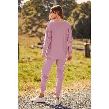 PRETTYGARDEN Women's Fall Fashion Outfits 2 Piece Sweatsuit Solid Color Long Sleeve Pullover Long Pa...