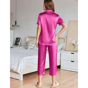 Ekouaer Women's Satin Pajamas Silk Capri Pjs Set