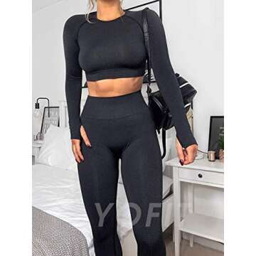YOFIT Women's 2 Piece Leggings and Crop Top Set for Comfort