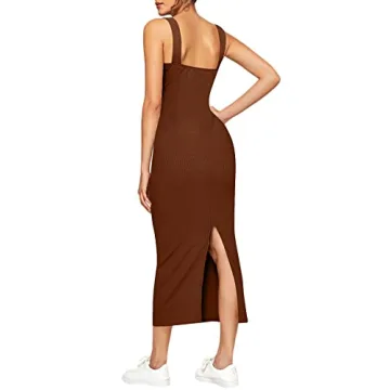 Shop Verdusa Women's Stylish Midi Tank Dress in Brown