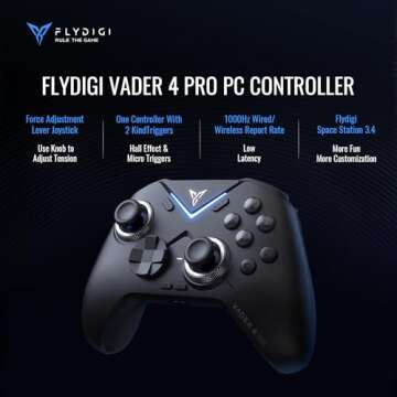 FLYDIGI Vader 4 Pro PC Controller Force Adjustment Lever Joystick Hall & Micro 2-in-1 Triggers 1000H...