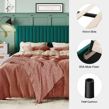 Allewie Queen Velvet Bed Frame with Adjustable Headboard