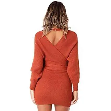 Elegant Winter Bodycon Mini Sweater Dress for Women