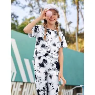 Arshiner Girls Hip Hop Clothes 2 Piece Tie Dye Outfits Street Dancewear Black&White 6/7