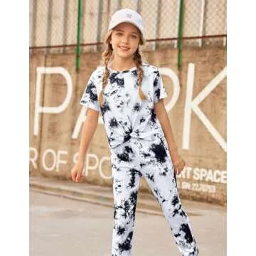 Arshiner Girls Hip Hop Clothes 2 Piece Tie Dye Outfits Street Dancewear Black&White 6/7