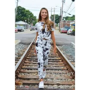 Arshiner Girls Hip Hop Clothes 2 Piece Tie Dye Outfits Street Dancewear Black&White 6/7