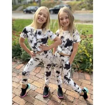 Arshiner Girls Hip Hop Clothes 2 Piece Tie Dye Outfits Street Dancewear Black&White 6/7