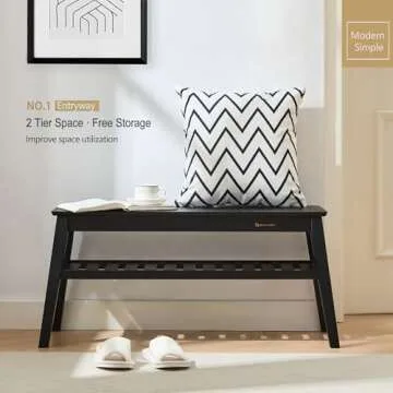 Nnewvante Bamboo Entryway Bench - Stylish & Sturdy