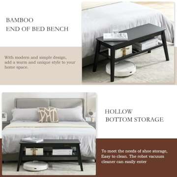 Nnewvante Bamboo Entryway Bench - Stylish & Sturdy