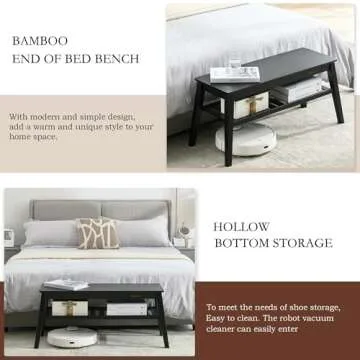 Nnewvante Bamboo Entryway Bench - Stylish & Sturdy