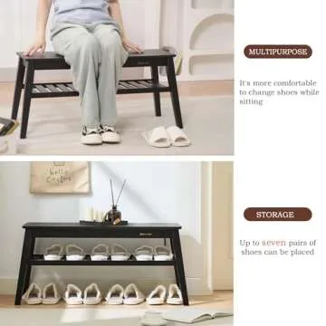 Nnewvante Bamboo Entryway Bench - Stylish & Sturdy