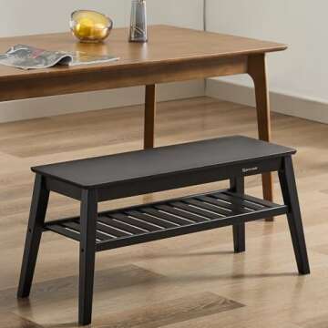 Nnewvante Bamboo Entryway Bench - Stylish & Sturdy