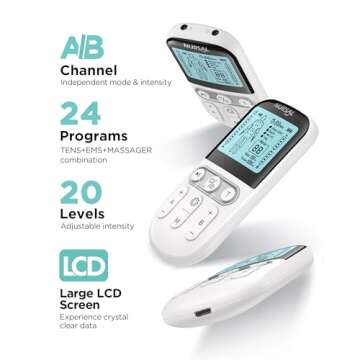 NURSAL Dual Channel 3-in-1 TENS Unit Muscle Stimulator, EVA Travel Case Electronic Pulse Massager, 2...