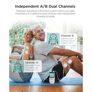 NURSAL Dual Channel 3-in-1 TENS Unit Muscle Stimulator, EVA Travel Case Electronic Pulse Massager, 24 Modes TENS EMS Machine, Muscle Massager for Shoulder, Neck, Sciatica and Back Pain Relief Therapy