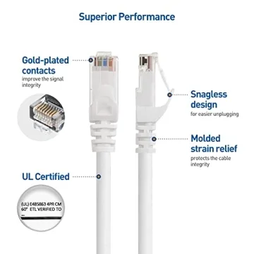 Cable Matters 10Gbps 5-Pack Snagless Cat 6 Ethernet Cable 10 ft