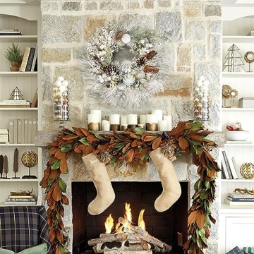 Briful 24" Snow Flocked Christmas Wreath for Front Door