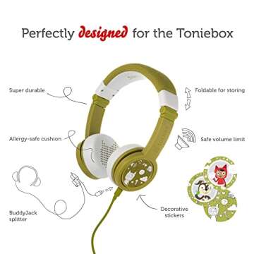 Tonies Foldable Wired Headphones for Kids - Green [Discontinued]