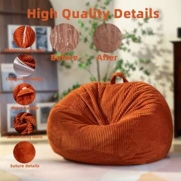 Cozy Large Stuffed Animal Storage Bean Bag Chair