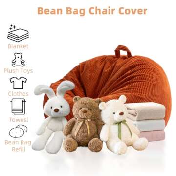 Cozy Large Stuffed Animal Storage Bean Bag Chair