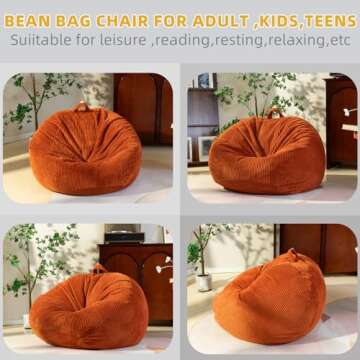 Cozy Large Stuffed Animal Storage Bean Bag Chair