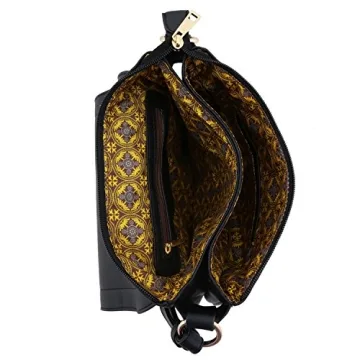 ALYSSA Double Compartment Large Flapover Crossbody Bag (Light Tan)