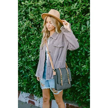 ALYSSA Double Compartment Large Flapover Crossbody Bag (Light Tan)