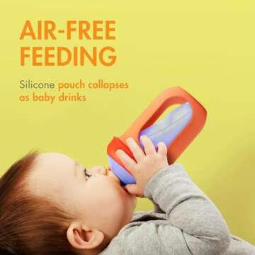 Boon Nursh Reusable Baby Bottle with Silicone Pouch Design Bundle - Stage 2 Medium Flow 8 Oz Baby Bottles, Silicone Straw Sippy Cup Conversion Lids for Nursh Bottles - 2 Count