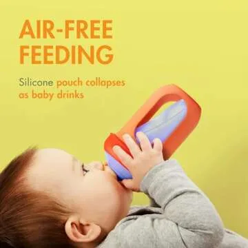 Boon Nursh Reusable Baby Bottle with Silicone Pouch Design Bundle - Stage 2 Medium Flow 8 Oz Baby Bottles, Silicone Straw Sippy Cup Conversion Lids for Nursh Bottles - 2 Count