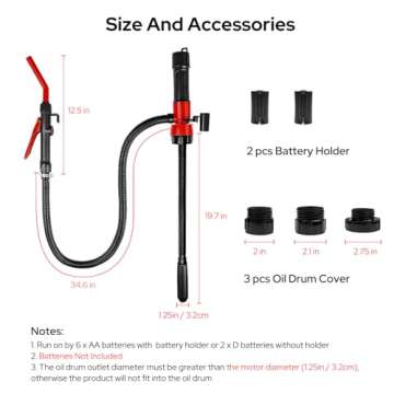 Portable Battery Operated Transfer Pump with 2.4 GPM Flow