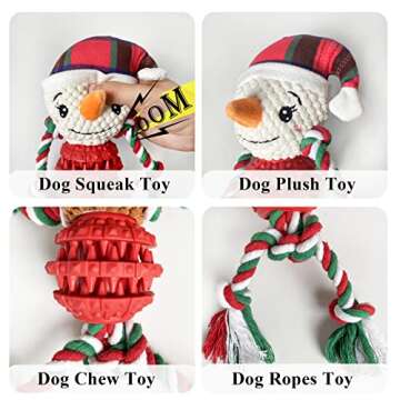 Chngeary Dog Christmas Toys for Small Medium Large Dogs, Squeaky Plush Dog Toys + Interactive Dog To...