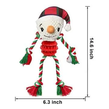 Chngeary Dog Christmas Toys for Small Medium Large Dogs, Squeaky Plush Dog Toys + Interactive Dog Toys + Dog Rope Toys Multi Function Cute Snowman Puppy Toys for Christmas