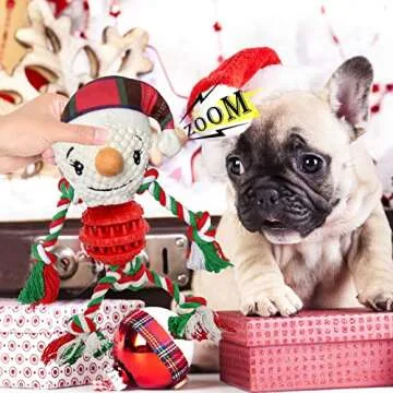 Chngeary Dog Christmas Toys for Small Medium Large Dogs, Squeaky Plush Dog Toys + Interactive Dog Toys + Dog Rope Toys Multi Function Cute Snowman Puppy Toys for Christmas
