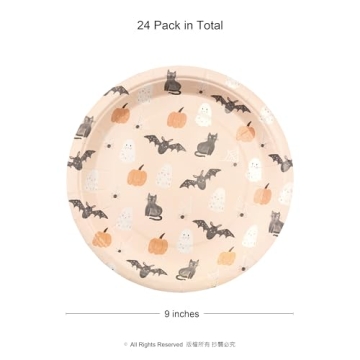Chic Pastel Halloween Party Plates - 24 Pack