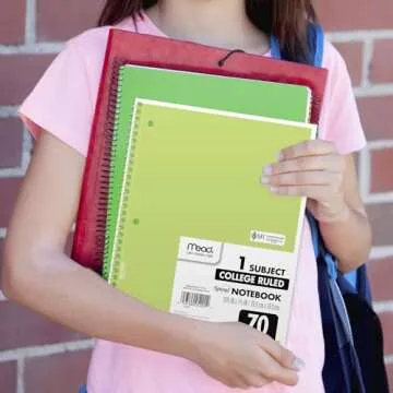 Mead Spiral Notebooks, 6 Pack, 1-Subject, College Ruled Paper, 8" x 10-1/2", 70 Sheets, Assorted Pastel Colors (830049)