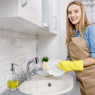 JASAI Antique Design Soap Dispenser with Rust Proof 304 Stainless Steel Pump, Refillable Clear Glass Soap Dispenser with 10Pcs Clear Stickers, Premium Kitchen & Bathroom Soap Dispenser