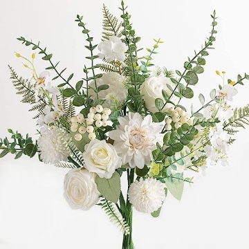 Anna's Whimsy 28pcs Artificial Flowers Bouquets - Stunning Silk Flower Arrangements for Home or Wedd...