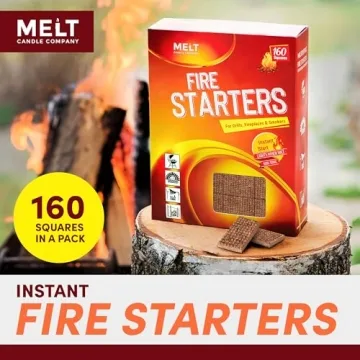 Fire Starter Squares, 160 pcs - Odorless & Water Resistant - Perfect for BBQ and Camping