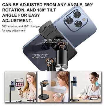 furnyaer Adjustable Cell Phone Stand - Sturdy Aluminum Alloy Desk Phone Holder for 3.5"-7.0" Devices...