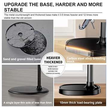 furnyaer Adjustable Cell Phone Stand - Sturdy Aluminum Alloy Desk Phone Holder for 3.5"-7.0" Devices, 360°Rotation & 180° Tilt Range, Perfect for Video Calls and Recording