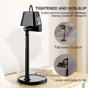 furnyaer Adjustable Cell Phone Stand - Sturdy Aluminum Alloy Desk Phone Holder for 3.5"-7.0" Devices, 360°Rotation & 180° Tilt Range, Perfect for Video Calls and Recording